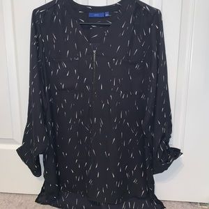 NWOT APT 9 Black Blouse with zipper front